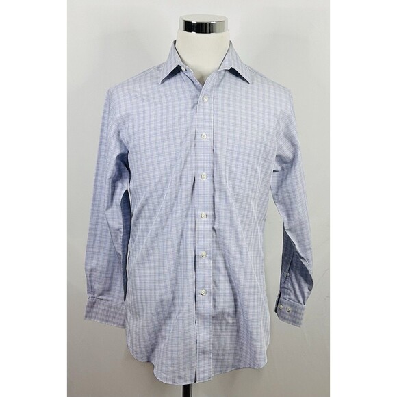 Brooks Brothers 15.5 32/33 Slim Fit Non Iron Dress Shirt Red White Blue Plaid - Picture 2 of 5